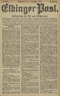 Elbinger Post, Nr. 214 Sonnabend 13 September 1879, 6 Jahrg.
