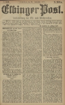 Elbinger Post, Nr. 220 Sonnabend 20 September 1879, 6 Jahrg.