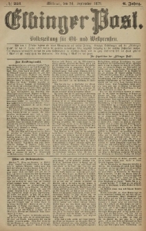 Elbinger Post, Nr. 223 Mittwoch 24 September 1879, 6 Jahrg.