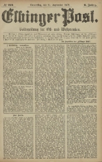 Elbinger Post, Nr. 224 Donnerstag 25 September 1879, 6 Jahrg.
