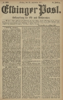 Elbinger Post, Nr. 225 Freitag 26 September 1879, 6 Jahrg.