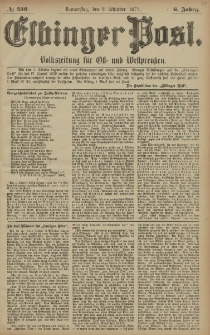 Elbinger Post, Nr. 230 Donnerstag 2 Oktober 1879, 6 Jahrg.