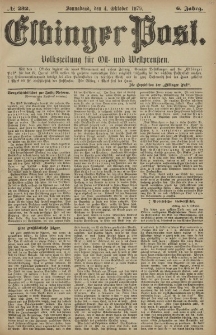 Elbinger Post, Nr. 232 Sonnabend 4 Oktober 1879, 6 Jahrg.