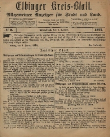 Kreis-Blatt des Königlich Preußischen Landraths-Amtes zu Elbing, Nr. 2 Sonnabend 4 Januar 1873