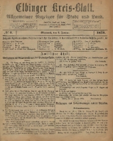 Kreis-Blatt des Königlich Preußischen Landraths-Amtes zu Elbing, Nr. 3 Mittwoch 8 Januar 1873