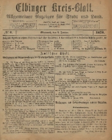 Kreis-Blatt des Königlich Preußischen Landraths-Amtes zu Elbing, Nr. 3 Mittwoch 8 Januar 1873