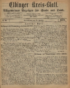 Kreis-Blatt des Königlich Preußischen Landraths-Amtes zu Elbing, Nr. 8 Sonnabend 25 Januar 1873