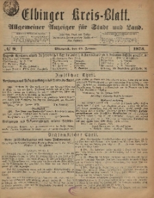 Kreis-Blatt des Königlich Preußischen Landraths-Amtes zu Elbing, Nr. 9 Mittwoch 29 Januar 1873