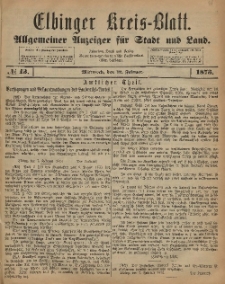 Kreis-Blatt des Königlich Preußischen Landraths-Amtes zu Elbing, Nr. 13 Mittwoch 12 Februar 1873