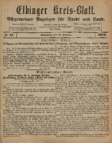 Kreis-Blatt des Königlich Preußischen Landraths-Amtes zu Elbing, Nr. 15 Mittwoch 19 Februar 1873