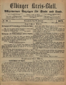 Kreis-Blatt des Königlich Preußischen Landraths-Amtes zu Elbing, Nr. 16 Sonnabend 22 Februar 1873
