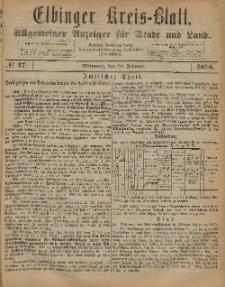Kreis-Blatt des Königlich Preußischen Landraths-Amtes zu Elbing, Nr. 17 Mittwoch 26 Februar 1873