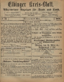 Kreis-Blatt des Königlich Preußischen Landraths-Amtes zu Elbing, Nr. 25 Mittwoch 26 März 1873