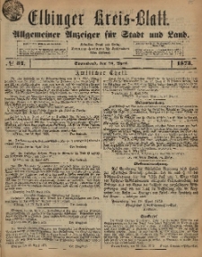 Kreis-Blatt des Königlich Preußischen Landraths-Amtes zu Elbing, Nr. 34 Sonnabend 26 April 1873