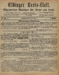 Kreis-Blatt des Königlich Preußischen Landraths-Amtes zu Elbing, Nr. 52 Sonnabend 28 Juni 1873