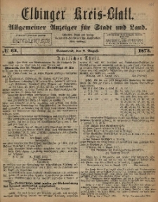 Kreis-Blatt des Königlich Preußischen Landraths-Amtes zu Elbing, Nr. 64 Sonnabend 9 August 1873