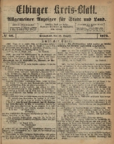 Kreis-Blatt des Königlich Preußischen Landraths-Amtes zu Elbing, Nr. 66 Sonnabend 16 August 1873