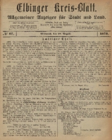 Kreis-Blatt des Königlich Preußischen Landraths-Amtes zu Elbing, Nr. 67 Mittwoch 20 August 1873