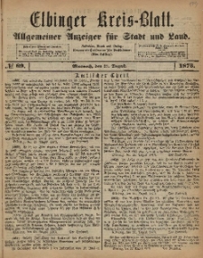 Kreis-Blatt des Königlich Preußischen Landraths-Amtes zu Elbing, Nr. 69 Mittwoch 27 August 1873