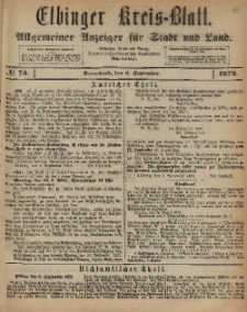Kreis-Blatt des Königlich Preußischen Landraths-Amtes zu Elbing, Nr. 73 Sonnabend 6 August 1873
