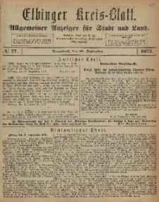 Kreis-Blatt des Königlich Preußischen Landraths-Amtes zu Elbing, Nr. 77 Sonnabend 20 August 1873