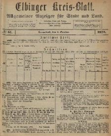 Kreis-Blatt des Königlich Preußischen Landraths-Amtes zu Elbing, Nr. 81 Sonnabend 4 Oktober 1873