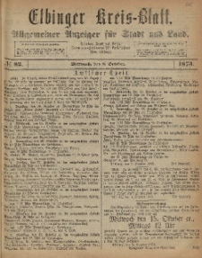 Kreis-Blatt des Königlich Preußischen Landraths-Amtes zu Elbing, Nr. 82 Mittwoch 8 Oktober 1873