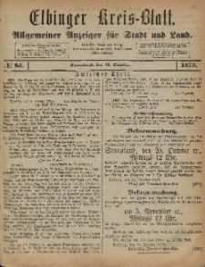 Kreis-Blatt des Königlich Preußischen Landraths-Amtes zu Elbing, Nr. 85 Sonnabend 18 Oktober 1873