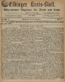 Kreis-Blatt des Königlich Preußischen Landraths-Amtes zu Elbing, Nr. 88 Mittwoch 29 Oktober 1873