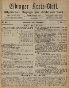Kreis-Blatt des Königlich Preußischen Landraths-Amtes zu Elbing, Nr. 89 Sonnabend 1 November 1873