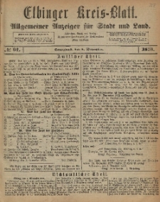 Kreis-Blatt des Königlich Preußischen Landraths-Amtes zu Elbing, Nr. 91 Sonnabend 8 November 1873