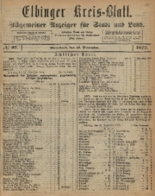 Kreis-Blatt des Königlich Preußischen Landraths-Amtes zu Elbing, Nr. 97 Sonnabend 29 November 1873