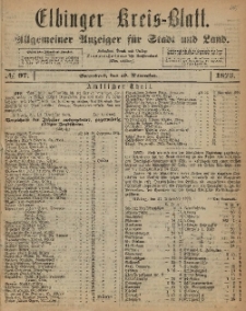 Kreis-Blatt des Königlich Preußischen Landraths-Amtes zu Elbing, Nr. 97 Sonnabend 29 November 1873