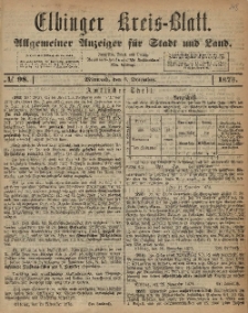 Kreis-Blatt des Königlich Preußischen Landraths-Amtes zu Elbing, Nr. 98 Mittwoch 3 Dezember 1873