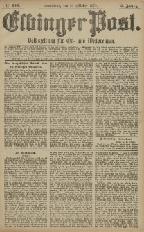 Elbinger Post, Nr. 238 Sonnabend 11 Oktober 1879, 6 Jahrg.