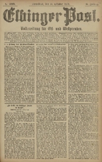 Elbinger Post, Nr. 244 Sonnabend 18 Oktober 1879, 6 Jahrg.