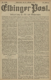 Elbinger Post, Nr. 250 Sonnabend 25 Oktober 1879, 6 Jahrg.