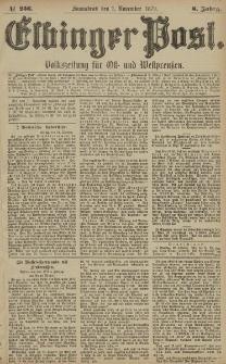 Elbinger Post, Nr. 256 Sonnabend 1 November 1879, 6 Jahrg.