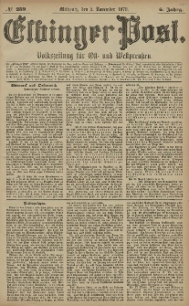 Elbinger Post, Nr. 259 Mittwoch 5 November 1879, 6 Jahrg.
