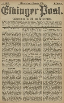 Elbinger Post, Nr. 259 Mittwoch 5 November 1879, 6 Jahrg.