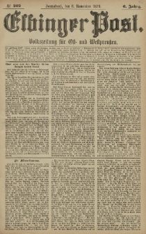Elbinger Post, Nr. 262 Sonnabend 8 November 1879, 6 Jahrg.
