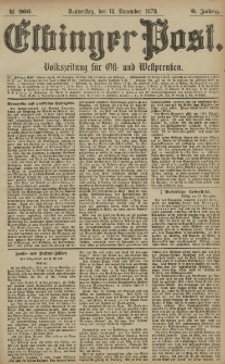 Elbinger Post, Nr. 266 Donnerstag 13 November 1879, 6 Jahrg.