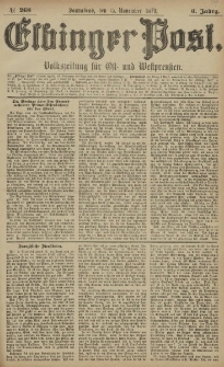 Elbinger Post, Nr. 268 Sonnabend 15 November 1879, 6 Jahrg.