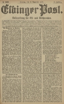 Elbinger Post, Nr. 269 Sonntag 16 November 1879, 6 Jahrg.