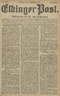 Elbinger Post, Nr. 273 Freitag 21 November 1879, 6 Jahrg.
