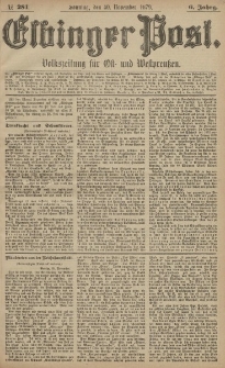 Elbinger Post, Nr. 281 Sonntag 30 November 1879, 6 Jahrg.