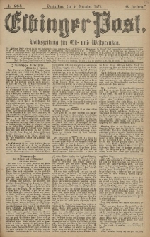 Elbinger Post, Nr. 284 Donnerstag 4 Dezember 1879, 6 Jahrg.