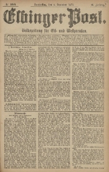 Elbinger Post, Nr. 284 Donnerstag 4 Dezember 1879, 6 Jahrg.