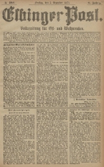 Elbinger Post, Nr. 285 Freitag 5 Dezember 1879, 6 Jahrg.