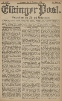 Elbinger Post, Nr. 287 Sonntag 7 Dezember 1879, 6 Jahrg.